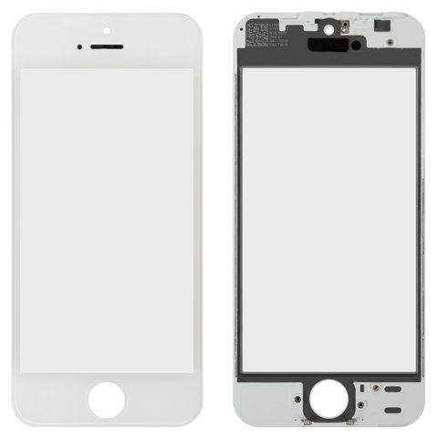 Стекло корпуса для iPhone 5S, iPhone SE, с рамкой, белое