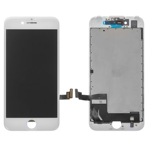 Дисплей для iPhone 7, білий, з рамкою, Оригінал переклеєне скло 