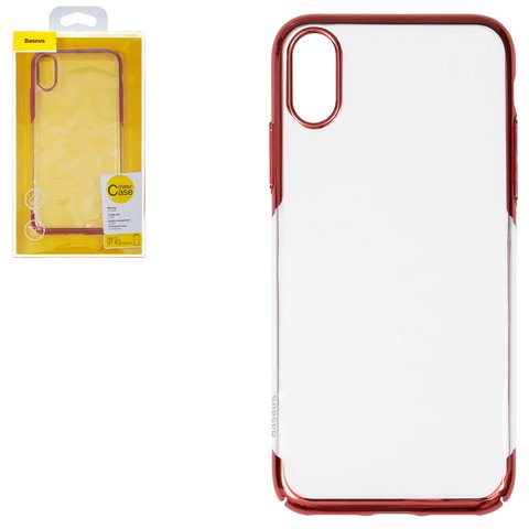 Чехол Baseus для iPhone XS, красный, прозрачный, пластик, #WIAPIPH58 DW09