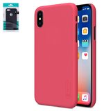 Чохол Nillkin Super Frosted Shield для iPhone X, iPhone XS, червоний, матовий, без отвору під логотип, пластик, #6902048146266