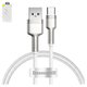 USB кабель Baseus Cafule Series Metal, USB тип-C, USB тип-A, 100 см, 66 Вт, 6 А, сріблястий, білий, #CAKF000102