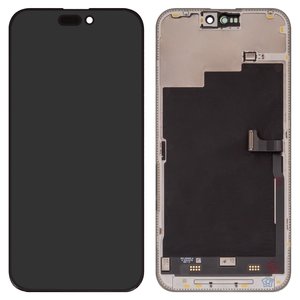 Дисплей для iPhone 15 Pro Max, чорний, з рамкою, Оригінал переклеєне скло 