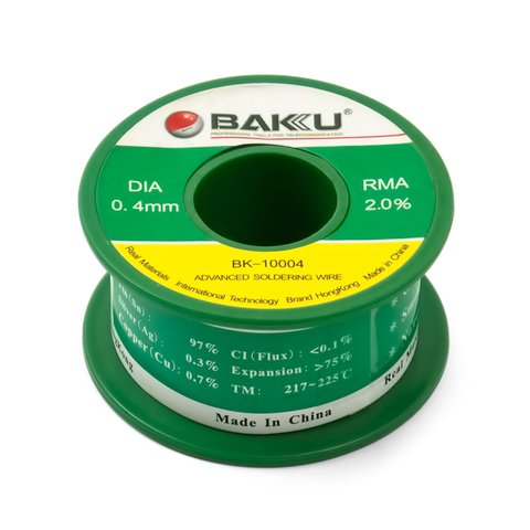Solder BAKU BK 10004, Sn 97% , Ag 0,3%, Cu 0,7%, flux 2%, 0,4 mm, 50 g 