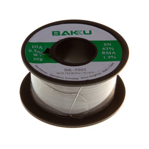 Solder BAKU BK 5005, Sn 63% , Pb 35,1%, flux 1,9%, 0,5 mm, 50 g 