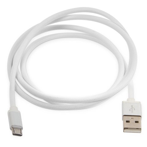 USB кабель, USB тип A, micro USB тип B, 100 см, белый