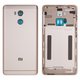 Housing Back Cover compatible with Xiaomi Redmi 4 Prime, (golden, with side button)