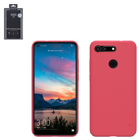 Case Nillkin Super Frosted Shield compatible with Huawei Honor V20, red, with support, matt, plastic  #6902048171145