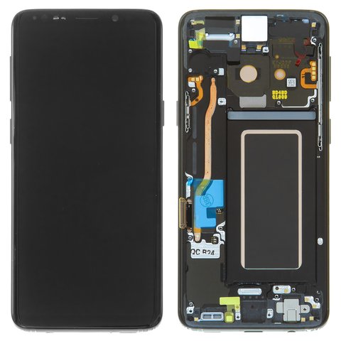 Pantalla LCD puede usarse con Samsung G960 Galaxy S9, negro, con marco, Original, empaque industrial, midnight Black, original glass, #GH97 21696A GH97 21697A GH97 21724A