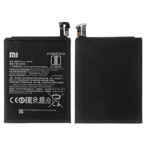 Batería BN48 puede usarse con Xiaomi Redmi Note 6 Pro, Li Polymer, 3.85 V, 4000 mAh, Original PRC , M1806E7TG, M1806E7TH, M1806E7TI