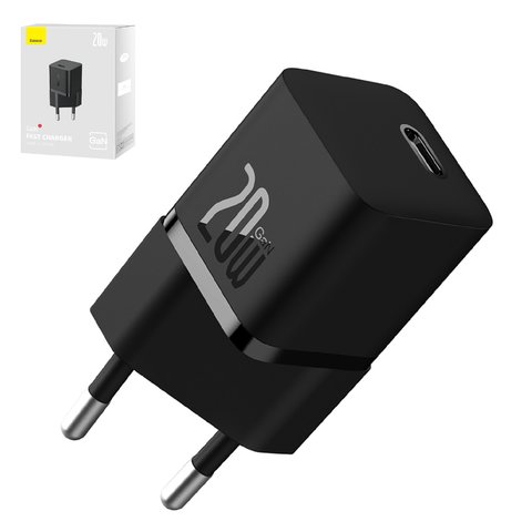 Mains Charger Baseus GaN5 mini, 20 W, Fast Charge, black, 1 output  #CCGN050101