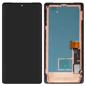 LCD compatible with Google Pixel 7 Pro, black, with frame, High Copy, OLED  