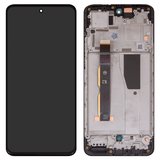 LCD compatible with Motorola Moto G84, (black, with frame, Original (PRC), XT2347)