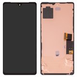 LCD compatible with Google Pixel 7, (black, with frame, High Copy, with wide edge, (OLED) GVU6C, GQML3)