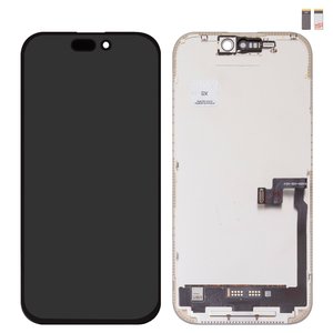 LCD compatible with iPhone 16 Pro, black, with frame, HC, without IC, OLED , GX OEM hard 