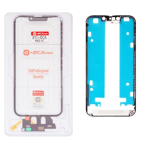 Touchscreen G+OCA PRO compatible with iPhone 13, with OCA film, with frame, black, without microcircuit 