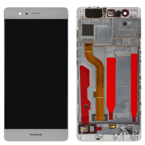 LCD compatible with Huawei P9, white, with frame, High Copy, EVA L09 Single SIM ; EVA L19, EVA L29 Dual SIM  