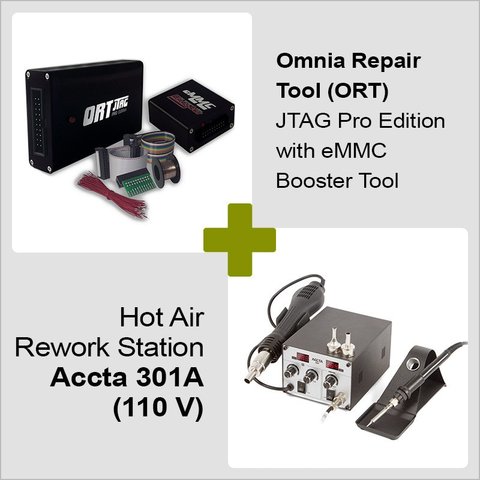 Omnia Repair Tool ORT  JTAG Pro Edition with eMMC Booster Tool + Hot Air Rework Station Accta 301A 110 V 