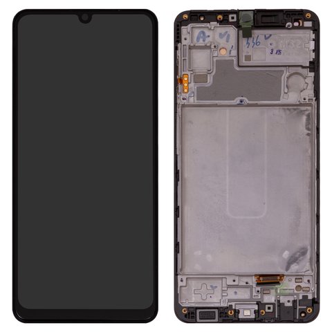 LCD compatible with Samsung M325 Galaxy M32, black, with frame, High Copy, original LCD size, OLED
