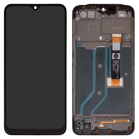 LCD compatible with Oppo A12, black, with frame, Original PRC , with black cable, CPH2083, CPH2077, FPC HTF062H111 NT