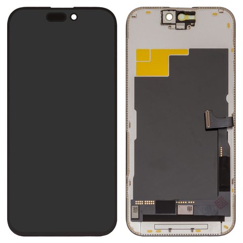 LCD compatible with iPhone 15 Pro, black, with frame, HC, OLED , OEM hard 
