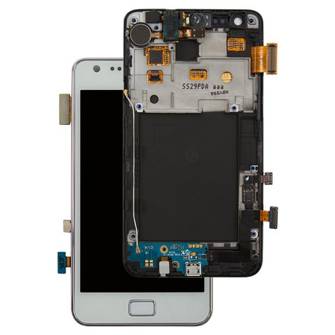 Pantalla LCD puede usarse con Samsung I9105 Galaxy S2 Plus, blanco, con marco, Original PRC