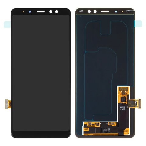 Pantalla LCD puede usarse con Samsung A730 Galaxy A8+ 2018 , negro, sin marco, Original PRC 