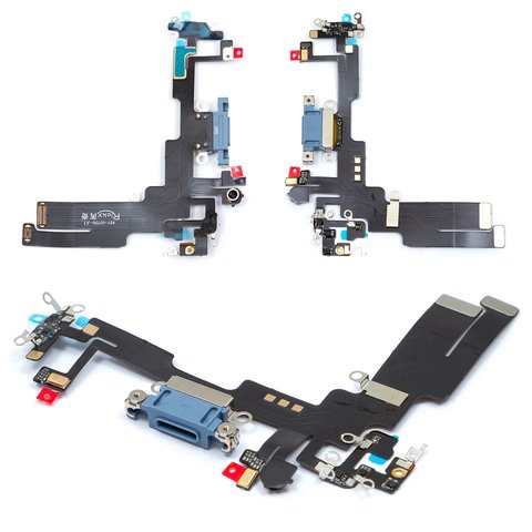 Cable flex puede usarse con iPhone 14, del conector de carga, azul, con micrófono, con componentes, HC
