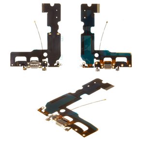 Шлейф для iPhone 7 Plus, коннектора наушников, коннектора зарядки, белый, с компонентами, AAA