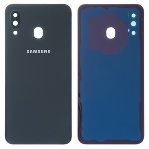 Задня панель корпуса для Samsung A305F DS Galaxy A30, чорна, із склом камери