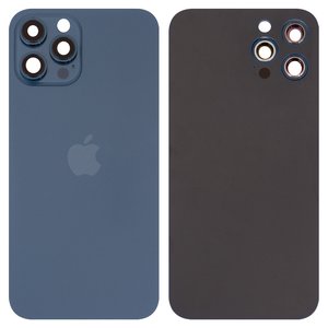 Задняя панель корпуса для iPhone 12 Pro Max, синяя, со стеклом камеры, small hole