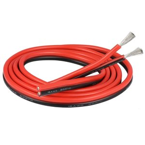 Провід в силіконовій ізоляції 2x12AWG, 3,5 мм², 1 м, чорний, червоний, UL3135