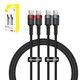 USB кабель Baseus Cafule, 2xUSB тип-C, 200 см, 100 Вт, чорний, червоний, в нейлоновому обплетенні, 2 шт., #P10318306003-01