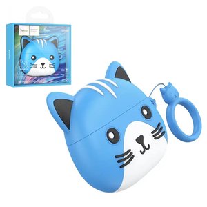 Гарнітура Hoco EW46, бездротова, синя, біла, з силіконовим чохлом, dodge cat, #6931474788870