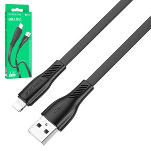 USB кабель Borofone BX85, USB тип A, Lightning, 100 см, 2,4 А, чорний, #6974443387070